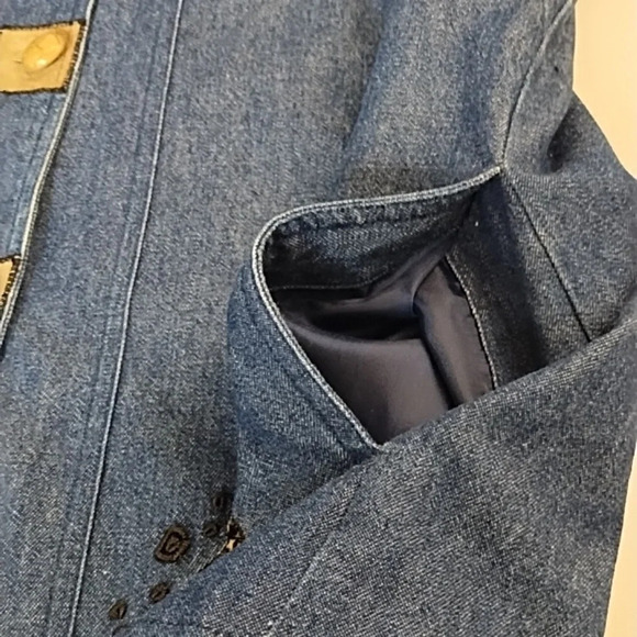 Great Cavalier M Denim Jean Jacket Genuine Suede Leopard Fur Embroidery Washable - Picture 8 of 15